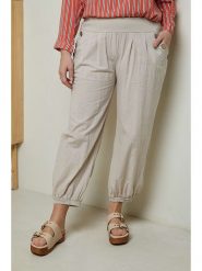 Curvy Lady Spodnie w kolorze beżowym rozmiar: 44/46. Brązowe spodnie materiałowe damskie Curvy Lady, bez wzorów, z materiału. Za 122.96 zł.