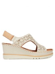 Pikolinos Sandały Aguadulce W3Z-1623C1 Biały. Białe sandały damskie Pikolinos, bez wzorów, ze skóry, bez obcasa, na koturnie, bez zapięcia. Za 599.99 zł.