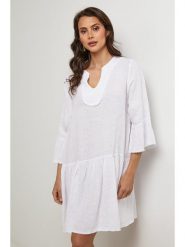 Lin Passion Lniana sukienka w kolorze białym rozmiar: 36/38. Białe sukienki damskie Lin Passion, bez wzorów, ze lnu, klasyczne, bez ramiączek. Za 173.99 zł.