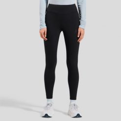 Legginsy tech. Tights ESSENTIAL. Czarne legginsy damskie ODLO, l, bez wzorów, z elastanu. Za 319.99 zł.
