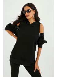 Milan Kiss Bluza w kolorze czarnym rozmiar: XL. Czarne bluzy damskie Milan Kiss, xl, bez wzorów, z kapturem. Za 114.17 zł.