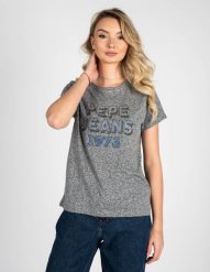 Pepe Jeans T-Shirt "Bibiana" | PL504817 | Bibiana | Kobieta | Szary. Szare t-shirty damskie Pepe Jeans, s, bez wzorów, z bawełny, bez kołnierzyka. W wyprzedaży za 99.00 zł.