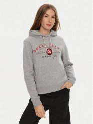 Guess Jeans Bluza W4BQ20 KC811 Szary Regular Fit. Szare bluzy damskie Guess Jeans, xs, z aplikacjami, z bawełny, bez kaptura. Za 189.99 zł.
