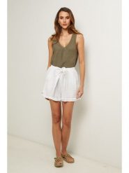 Fleur de Lin Bluzka w kolorze khaki rozmiar: XXL. Brązowe bluzki damskie Fleur de Lin, xxl, bez wzorów, ze lnu, bez kołnierzyka, bez ramiączek. Za 174.45 zł.