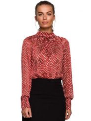 Stylove Bluzka w kolorze czerwonym ze wzorem rozmiar: L. Czerwone bluzki damskie Stylove, l, bez wzorów, bez kołnierzyka, bez ramiączek. Za 191.42 zł.