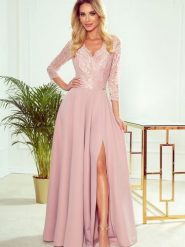 Sukienka Model Amber 309-4 Powder Pink - Numoco. Różowe sukienki damskie NUMOCO, bez wzorów, z elastanu, eleganckie, bez ramiączek. Za 726.43 zł.