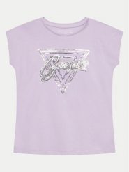 Guess T-Shirt J4GI21 K6YW4 Fioletowy Boxy Fit. Fioletowe koszulki i t-shirty dziewczęce Guess, z aplikacjami, z bawełny, bez kołnierzyka, bez ramiączek. Za 169.99 zł.