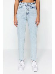 Trendyol Dżinsy - Mom fit - w kolorze błękitnym rozmiar: 38. Niebieskie jeansy damskie Trendyol, z podwyższonym stanem. Za 127.65 zł.