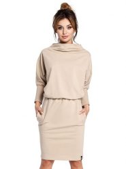 Be Wear Sukienka w kolorze beżowym rozmiar: S/M. Brązowe sukienki damskie Be Wear, bez wzorów, bez ramiączek. Za 132.67 zł.