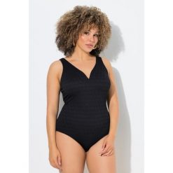 Damskie Strój kąpielowy struktura w romby miękkie miseczki z recyklingu. Czarne stroje jednoczęściowe Ulla Popken, bez wzorów, z elastanu. Za 239.99 zł.