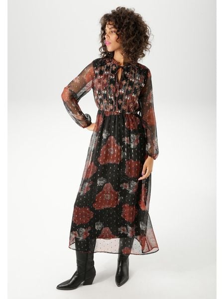 Aniston Sukienka w kolorze czarno-czerwonym rozmiar: 42. Czarne sukienki damskie Aniston, bez wzorów, bez ramiączek. Za 122.09 zł.