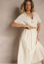 Beżowa Bawełniana Sukienka w Stylu Boho z Kieszonkami Orrane. Brązowe sukienki damskie Renee, bez wzorów, z bawełny, boho, bez ramiączek. W wyprzedaży za 127.99 zł.
