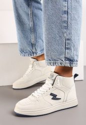 Beżowo-Granatowe Sneakersy Eudala. Brązowe obuwie sportowe damskie Born2be, z jeansu, bez zapięcia. Za 49.99 zł.