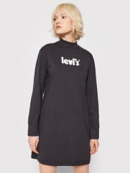 Levi's® Sukienka codzienna A1773-0001 Czarny Regular Fit. Czarne sukienki damskie bez wzorów, z bawełny, bez ramiączek. Za 279.99 zł.