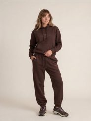 Spodnie dresowe jogger z haftem - brązowy. Brązowe spodnie sportowe damskie Sinsay, l, bez wzorów, z dresówki. Za 39.99 zł.