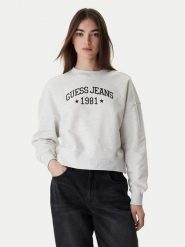 Guess Jeans Bluza W6RQ03 K68I4 Szary Relaxed Fit. Szare bluzy damskie Guess Jeans, xs, z aplikacjami, z bawełny, bez kaptura. Za 299.99 zł.