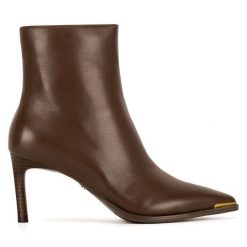 Botki GINO ROSSI. Brązowe botki damskie Gino Rossi, bez obcasa, na szpilce, bez zapięcia. Za 449.99 zł.