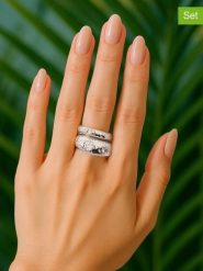 Lodie Silver Pierścionki (2 szt.) z cyrkoniami rozmiar: onesize. Szare pierścionki damskie Lodie Silver, z cyrkonią, z mosiądzu. Za 30.99 zł.