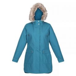 Kurtka Parka Ocieplana Przeciwdeszczowa Damska Sabinka. Niebieskie kurtki damskie Regatta, s, z materiału, z kapturem. Za 203.99 zł.