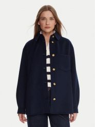 Tommy Hilfiger Płaszcz wełniany WW0WW46558 Granatowy Relaxed Fit. Niebieskie płaszcze damskie Tommy Hilfiger, na zimę, bez wzorów, z syntetyku, bez kaptura. Za 899.99 zł.