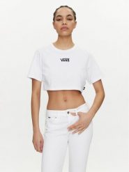 Vans T-Shirt Flying V Crew Crop Ii VN000GFF Biały Regular Fit. Białe t-shirty damskie Vans, l, bez wzorów, z bawełny, bez kołnierzyka. Za 69.99 zł.