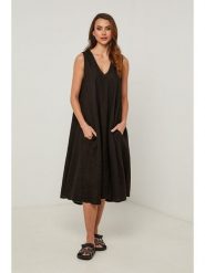 Fleur de Lin Sukienka w kolorze czarnym rozmiar: XL. Czarne sukienki damskie Fleur de Lin, bez wzorów, ze lnu, bez ramiączek. Za 204.95 zł.