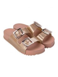 Zaxy Klapki "Partner III" w kolorze złotym rozmiar: 41/42. Żółte klapki damskie Zaxy, bez wzorów, z otwartym noskiem, bez obcasa, bez zapięcia. Za 91.56 zł.