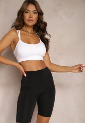 Czarne Szorty Typu Kolarki High Waist z Szeroką Gumką w Talii Nanseline. Czarne szorty damskie Renee, bez wzorów, z podwyższonym stanem. Za 9.99 zł.