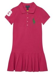 Polo Ralph Lauren Sukienka codzienna 313A95975001 Różowy Regular Fit. Czerwone sukienki dziewczęce Polo Ralph Lauren, bez wzorów, z bawełny, bez ramiączek, proste. Za 549.99 zł.