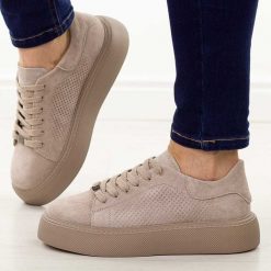 Taupe skórzane półbuty damskie Filippo Dp7502/26. Brązowe półbuty damskie Filippo, na jesień, bez wzorów, z jeansu, bez obcasa, na platformie, bez zapięcia. Za 249.00 zł.