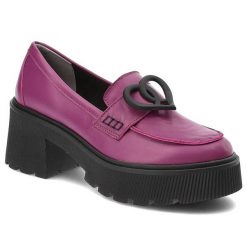 Fioletowe Półbuty Armodo Eleganckie Buty Damskie. Fioletowe półbuty damskie Armodo, na wiosnę, bez wzorów, ze skóry, bez obcasa, na obcasie, bez zapięcia. Za 269.00 zł.