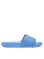 Lacoste Klapki Serve 0.0 7-49CFA0042 Niebieski. Niebieskie klapki damskie Lacoste, bez wzorów, ze skóry, bez obcasa, bez zapięcia. Za 129.99 zł.