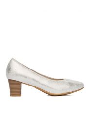 Rieker Czółenka 44650-90 Srebrny. Szare czółenka damskie Rieker, bez wzorów, z materiału, bez obcasa. Za 319.99 zł.