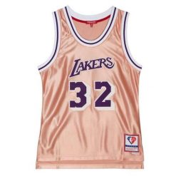 Koszulka kobieca NBA Los Angeles Lakers Magic Johnson. Czerwone koszulki damskie Mitchell & Ness, bez wzorów, bez kołnierzyka, bez ramiączek. W wyprzedaży za 650.00 zł.