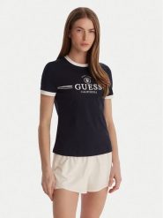 Guess T-Shirt V6GI08 K2975 Granatowy Regular Fit. Niebieskie t-shirty damskie Guess, xs, z aplikacjami, z bawełny, bez kołnierzyka. Za 189.99 zł.