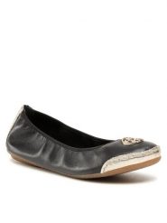 Rieker Baleriny 41462-00 Czarny. Czarne balerinki damskie Rieker, bez wzorów, ze skóry. Za 269.99 zł.