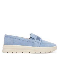 Półbuty Caprice. Niebieskie półbuty damskie Caprice, bez wzorów, bez obcasa, na płaskiej podeszwie, bez zapięcia. Za 399.99 zł.