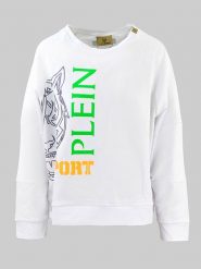 Plein Sport Bluza w kolorze białym rozmiar: L. Białe bluzy damskie Plein Sport, l, bez wzorów, z bawełny, bez kaptura. Za 215.21 zł.