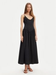 STAUD Sukienka letnia Dena R24S2109PO Czarny Slim Fit. Czarne sukienki damskie STAUD, bez wzorów, z bawełny, bez ramiączek. Za 1,849.00 zł.
