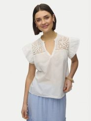 Vero Moda Bluzka Line 10347292 Biały Regular Fit. Białe bluzki damskie Vero Moda, m, bez wzorów, z bawełny, bez kołnierzyka, bez ramiączek. Za 119.99 zł.