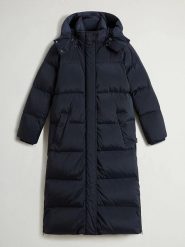 Woolrich Płaszcz puchowy "Kelly" w kolorze granatowym rozmiar: M. Niebieskie płaszcze damskie Woolrich, m, bez wzorów, z puchu, bez kaptura. Za 2,726.11 zł.