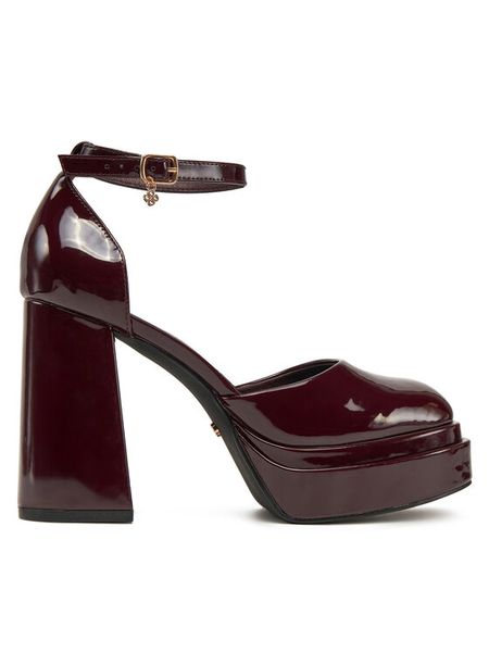 DeeZee Półbuty LW85478-6 Bordowy. Czerwone czółenka damskie DeeZee, bez wzorów, ze skóry, bez obcasa, na obcasie. Za 169.99 zł.