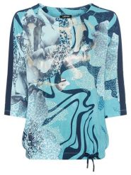 Olsen Bluzka w kolorze turkusowo-granatowym rozmiar: 44. Niebieskie bluzki damskie Olsen, bez wzorów, bez kołnierzyka, bez ramiączek. Za 73.99 zł.