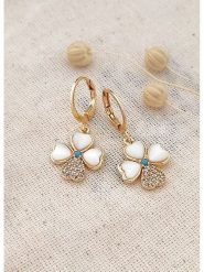 Atelier MIU Pozłacane kolczyki-kreole z cyrkoniami rozmiar: onesize. Białe kolczyki damskie atelier MIU, z cyrkonią, pozłacane. Za 43.99 zł.