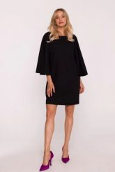 Elegancka sukienka trapezowa z bufiastymi rękawami czarna. Czarne sukienki damskie Stylove, bez wzorów, eleganckie, bez ramiączek. Za 329.00 zł.