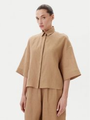 Max Mara Leisure Koszula Mirano 2516111028 Beżowy Relaxed Fit. Brązowe koszule damskie Max Mara Leisure, bez wzorów, ze lnu, bez kołnierzyka, bez ramiączek. Za 729.99 zł.