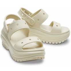 Klapki Crocs Mega Crush Sandal 207989-2Y2 beżowy. Brązowe klapki damskie bez wzorów, bez obcasa, na platformie, bez zapięcia. Za 449.26 zł.