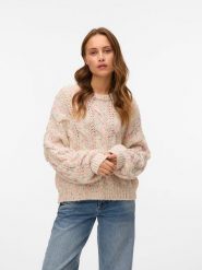 Vero Moda Sweter w kolorze beżowym rozmiar: XS. Brązowe swetry klasyczne damskie Vero Moda, xs, z wełny, bez kołnierzyka. Za 158.10 zł.