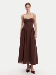 BARDOT Sukienka wieczorowa 59786DB Brązowy Regular Fit. Brązowe sukienki damskie Bardot, bez wzorów, z bawełny, wizytowe, bez ramiączek. Za 469.99 zł.