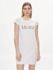Liu Jo Sukienka codzienna VA4103 JS003 Biały Regular Fit. Białe sukienki damskie Liu Jo, bez wzorów, z bawełny, bez ramiączek. Za 179.99 zł.